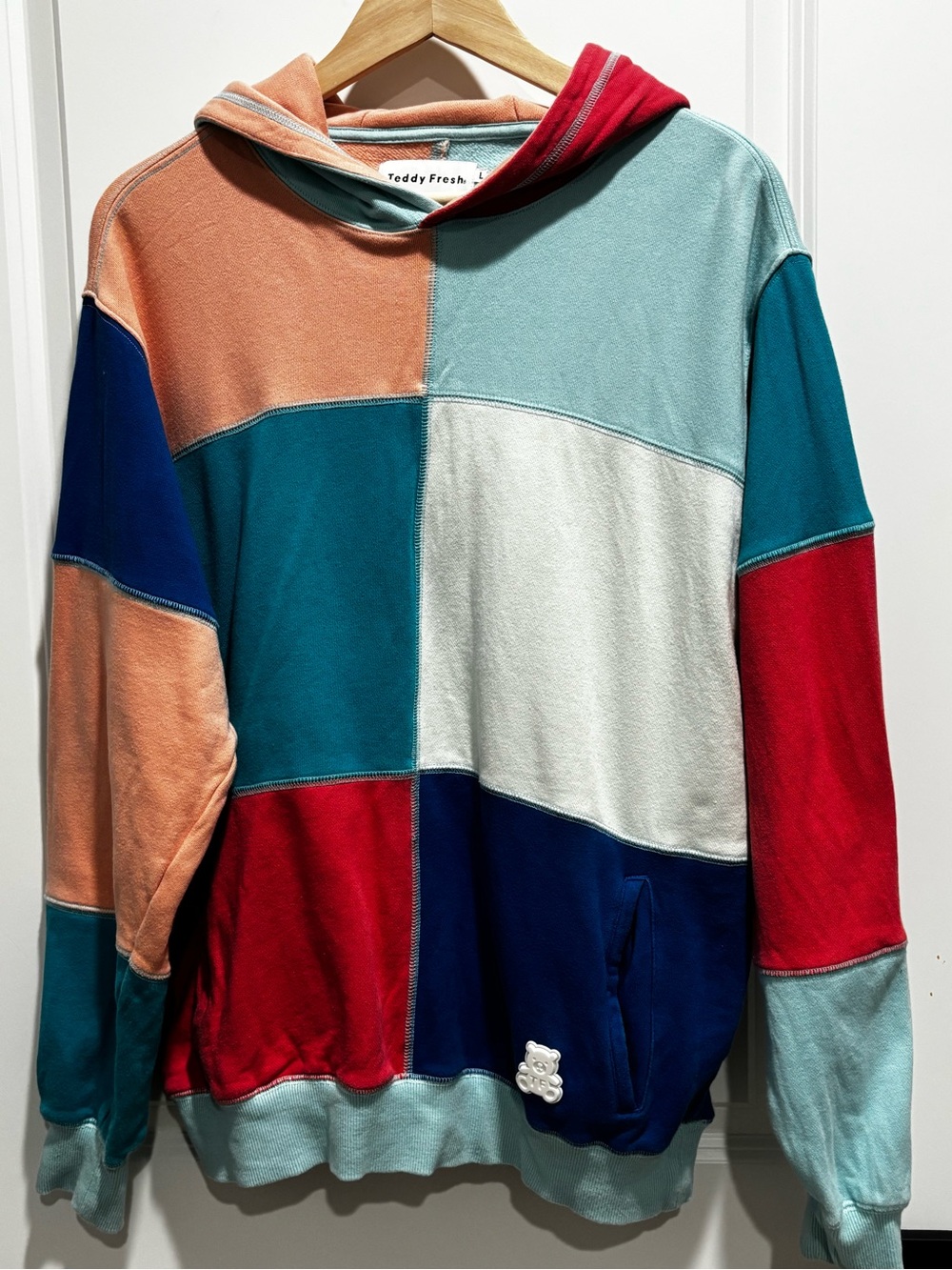 Teddy Fresh Multicolor Patchwork Sunset Colorblock Hoodie